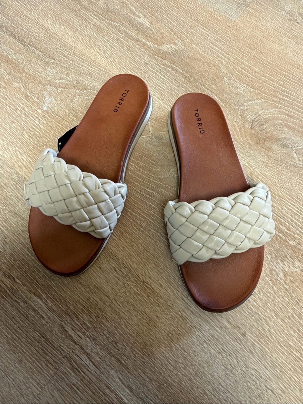 NWT Torrid Cream Braided Slide Sandals size 12